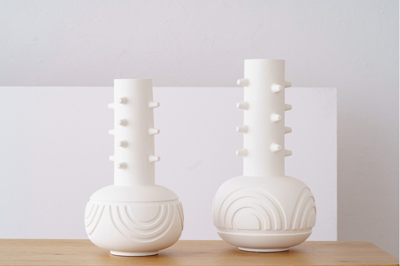 COLLECTION NIM : VASES EN CÉRAMIQUE BLANC MAT| VP Interiorismo